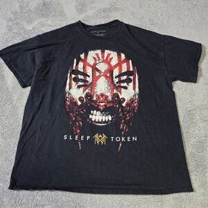 Sleep Token Mens XL T-Shirt Black Mask Graphic Short Sleeve Band Tee‎ 2024